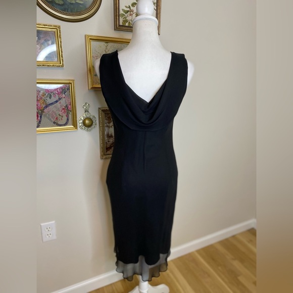 Vintage Y2K 90s Robbie Bee black pink roses silk bias cut party dress fairy 10P - Picture 4 of 7